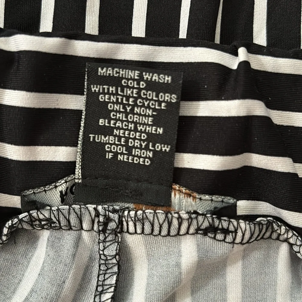 Robert Louis Palazzo Pants, Size PL, Black & White Striped - Picture 3 of 8